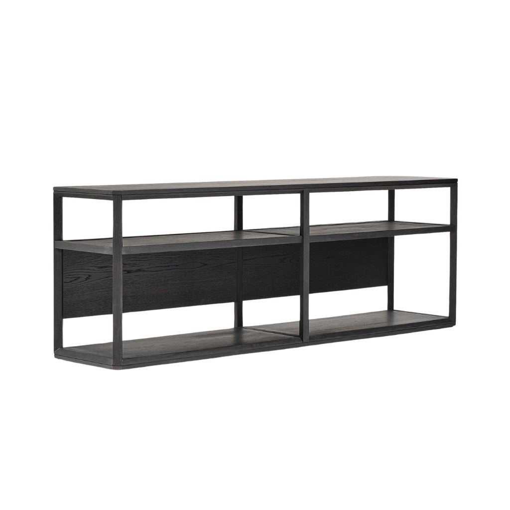 Black Oak Minimalist Open-Shelf TV Unit