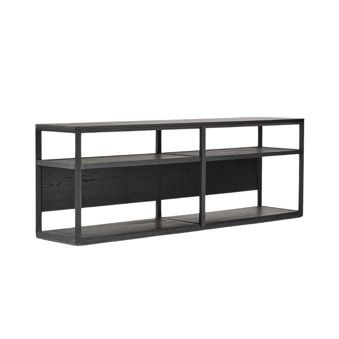 Black Oak Minimalist Open-Shelf TV Unit