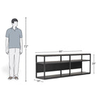 Black Oak Minimalist Open-Shelf TV Unit