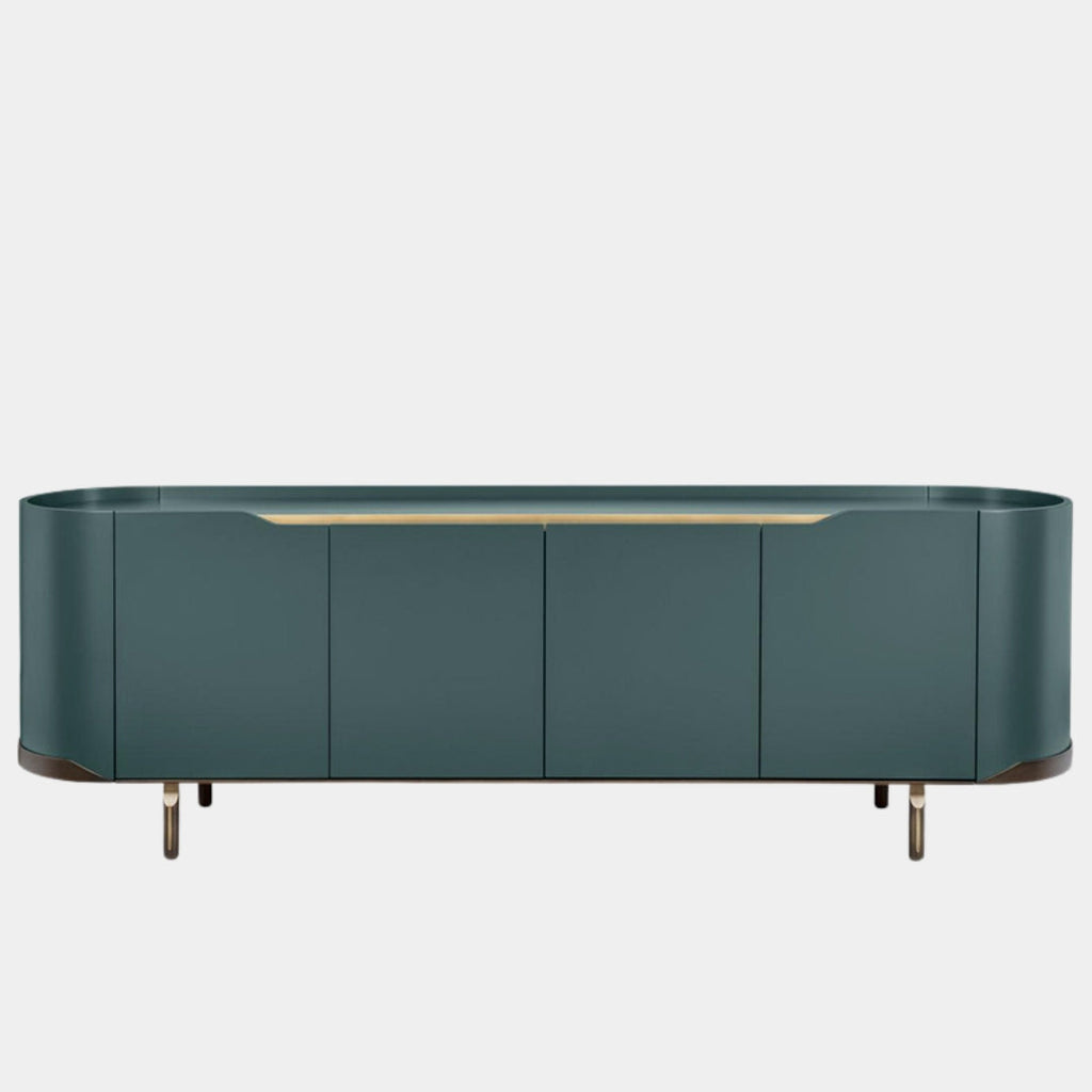 Olive Green TV Unit With Rounded Edges