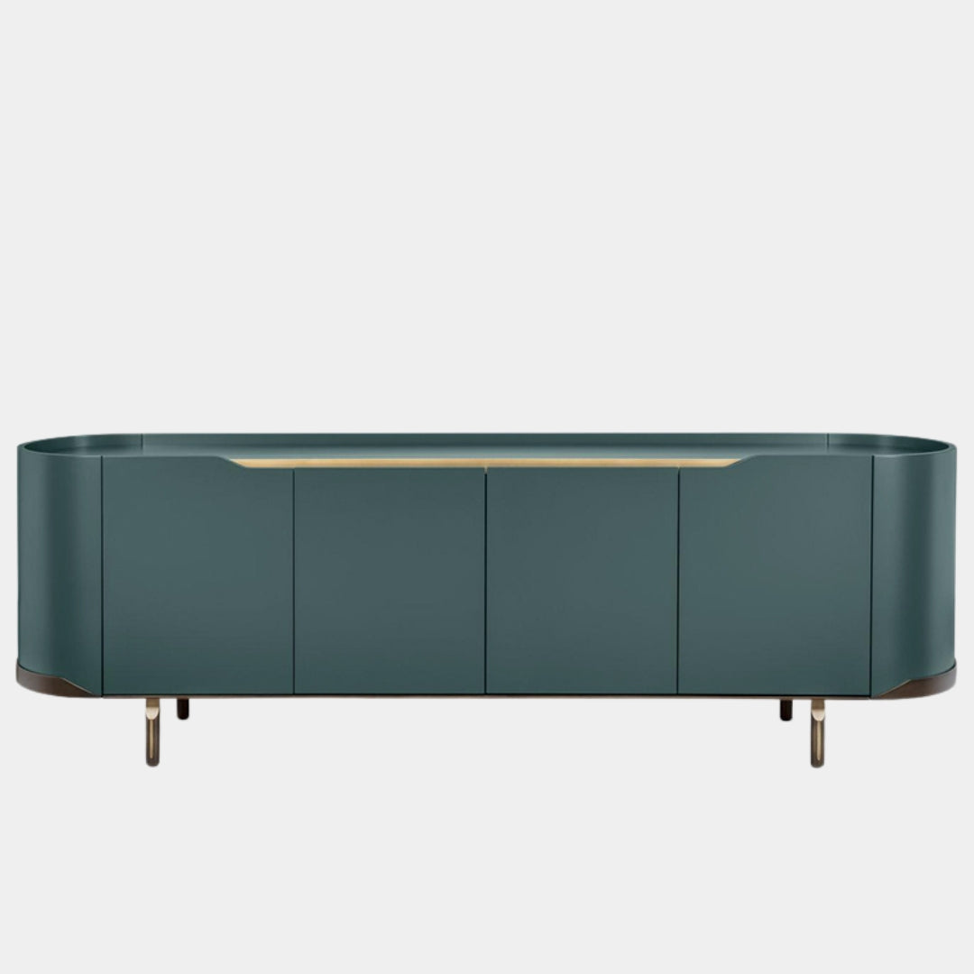 Olive Green TV Unit With Rounded Edges