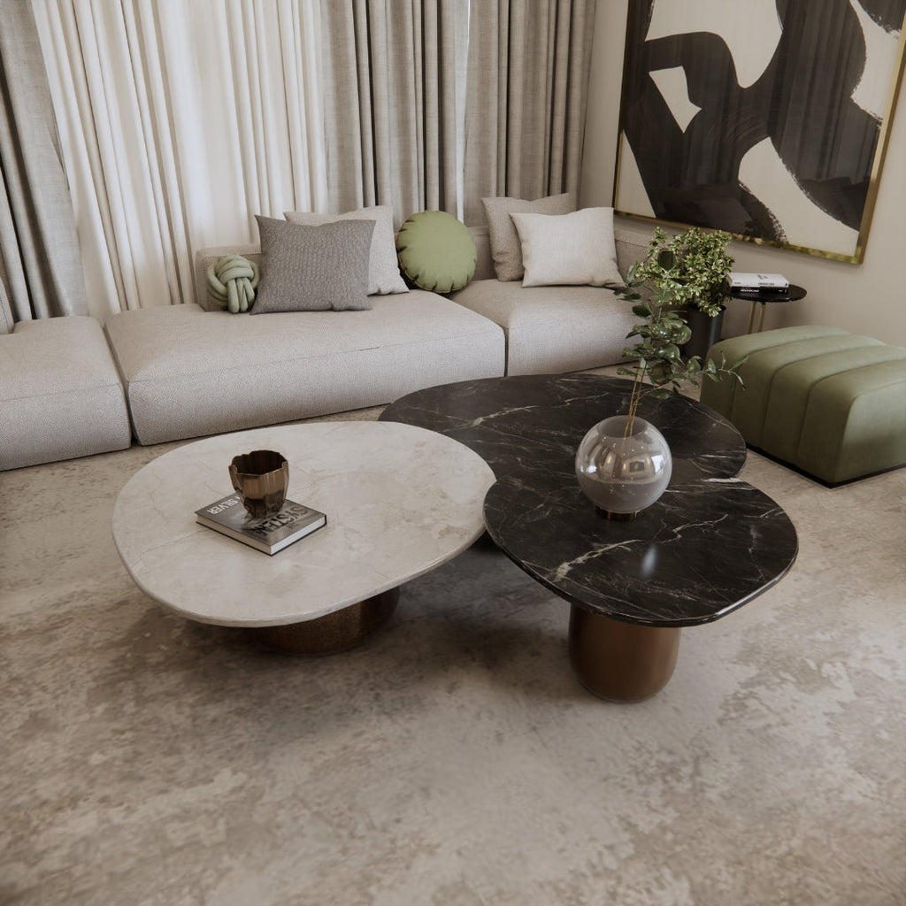 Modern Trio Coffee Table Set with Circular Base