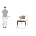 Beige Upholstered Dining Chair with Wooden Legs