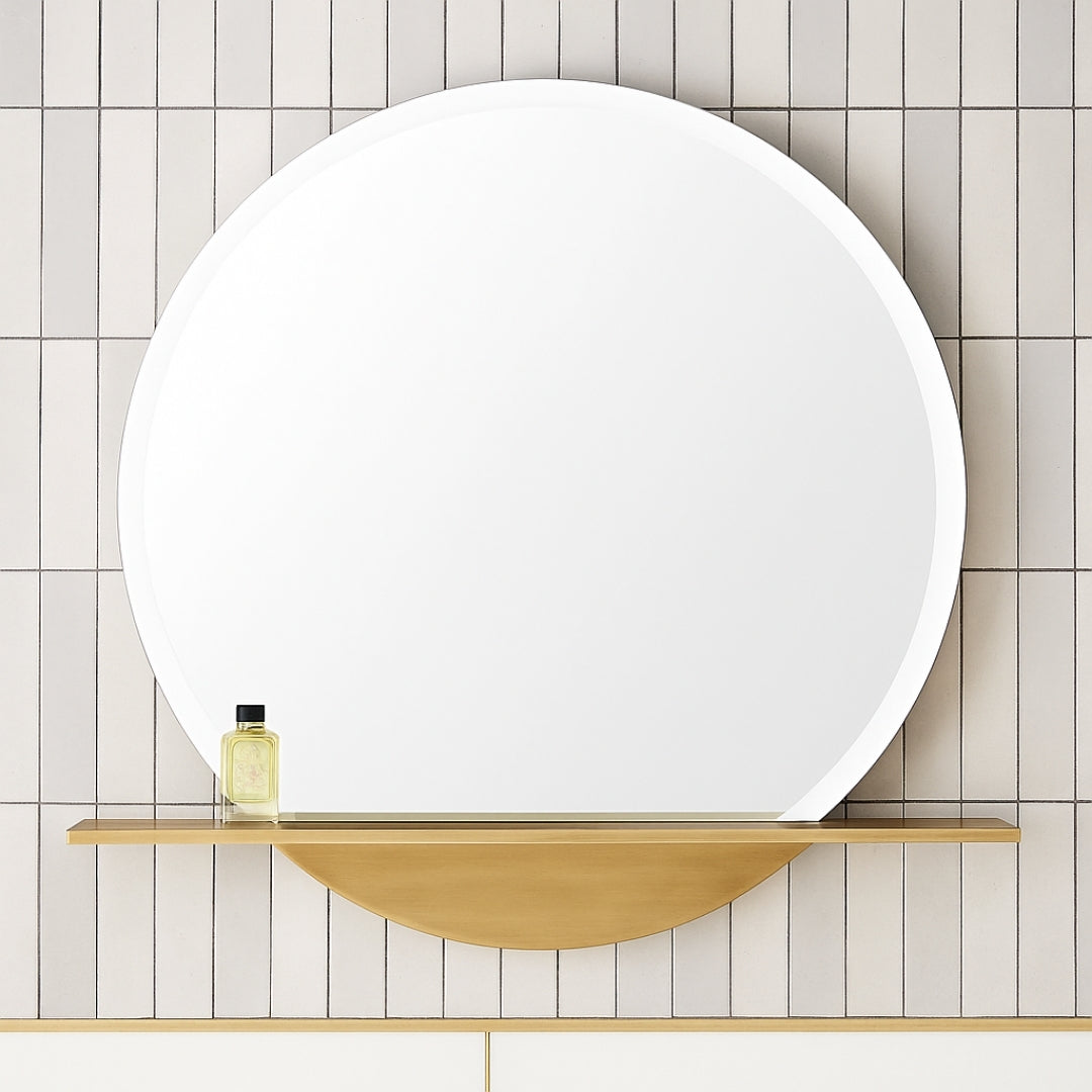 Orbit Round Mirror with Shelf