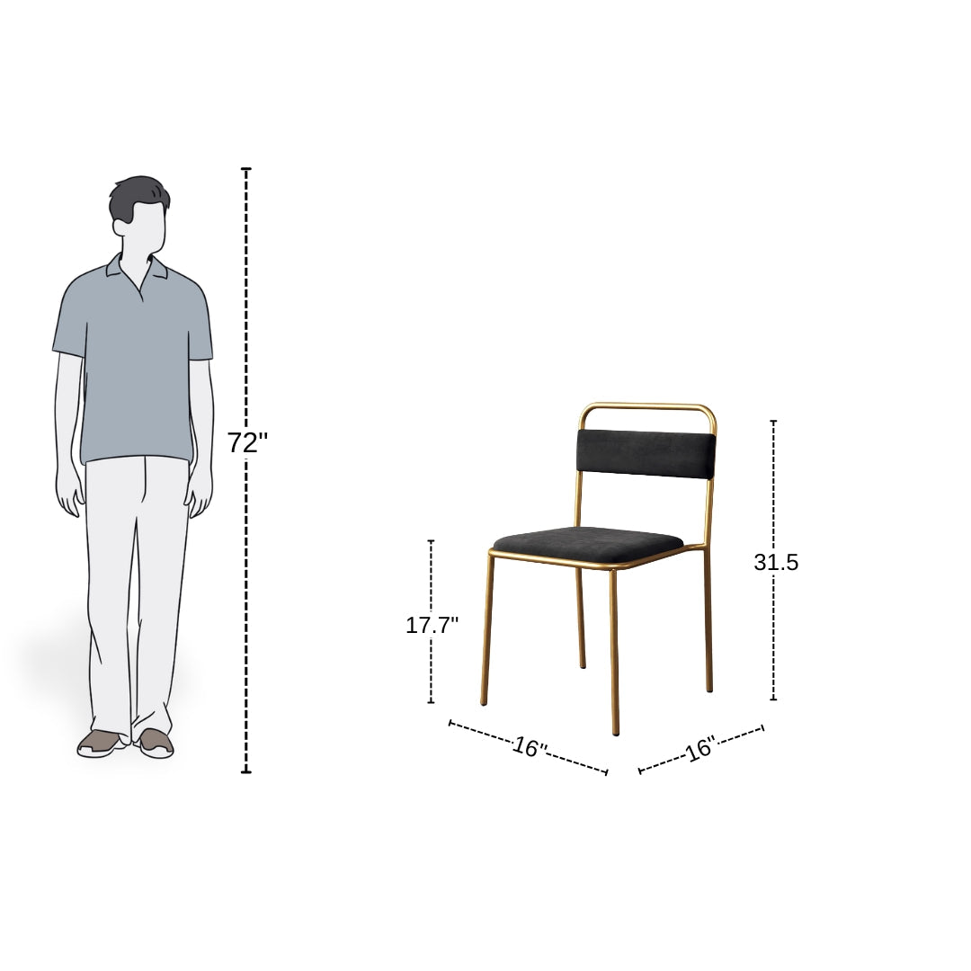 Midnight Velvet Metal Dining Chair