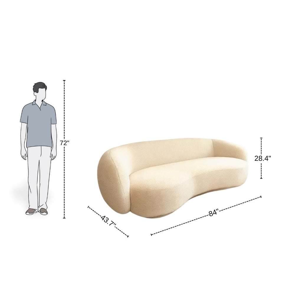 3 Seater Minimalist Beige Upholstered Sofa