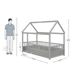 Full Size Kids House Bed with Roof Design