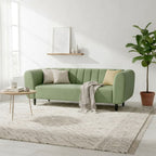 Modern Sage Green Fluted 3 Seater Sofa