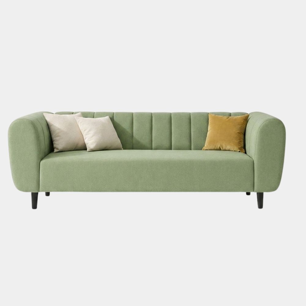 Modern Sage Green Fluted 3 Seater Sofa 1