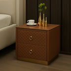 Classic Cocoa Side Table with Gold Pulls