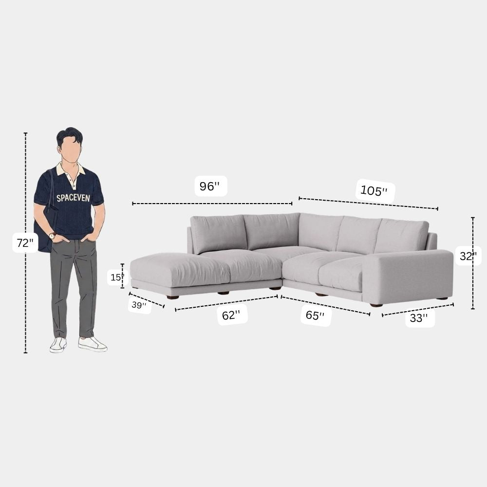 5 Seater Modern L-Shaped Lounge Sofa