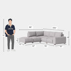 5 Seater Modern L-Shaped Lounge Sofa