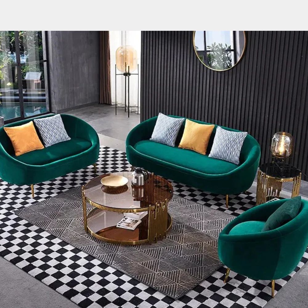 3 Seater Emerald Luxe Curved Sofa