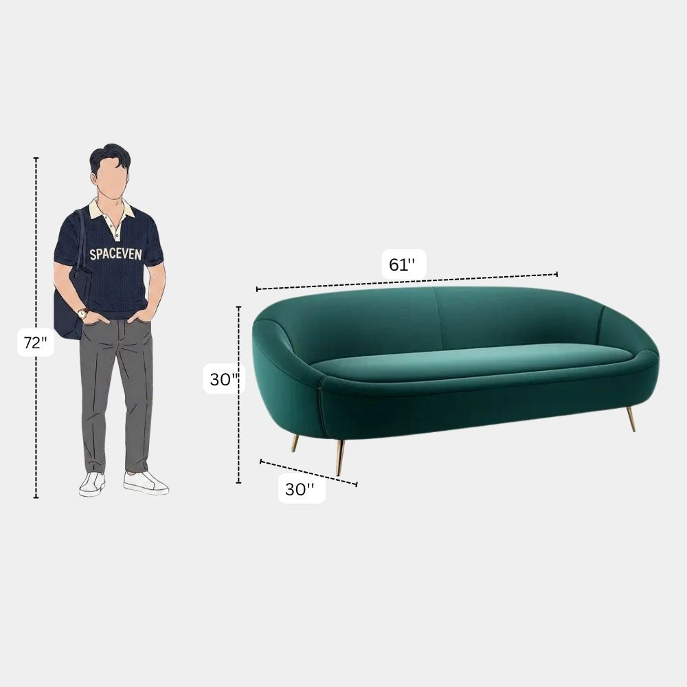 3 Seater Emerald Luxe Curved Sofa