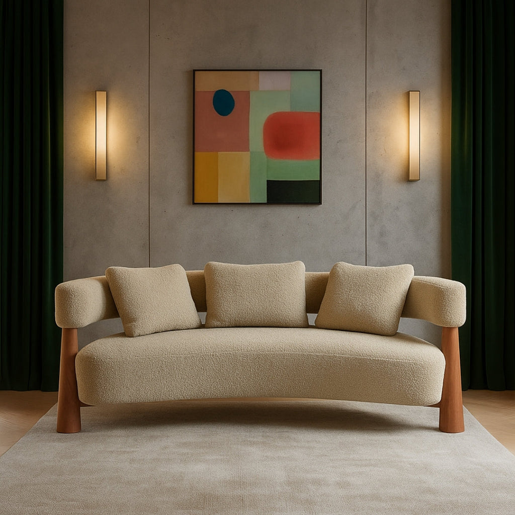 3 Seater HollowBack Mid-Century Curved Sofa
