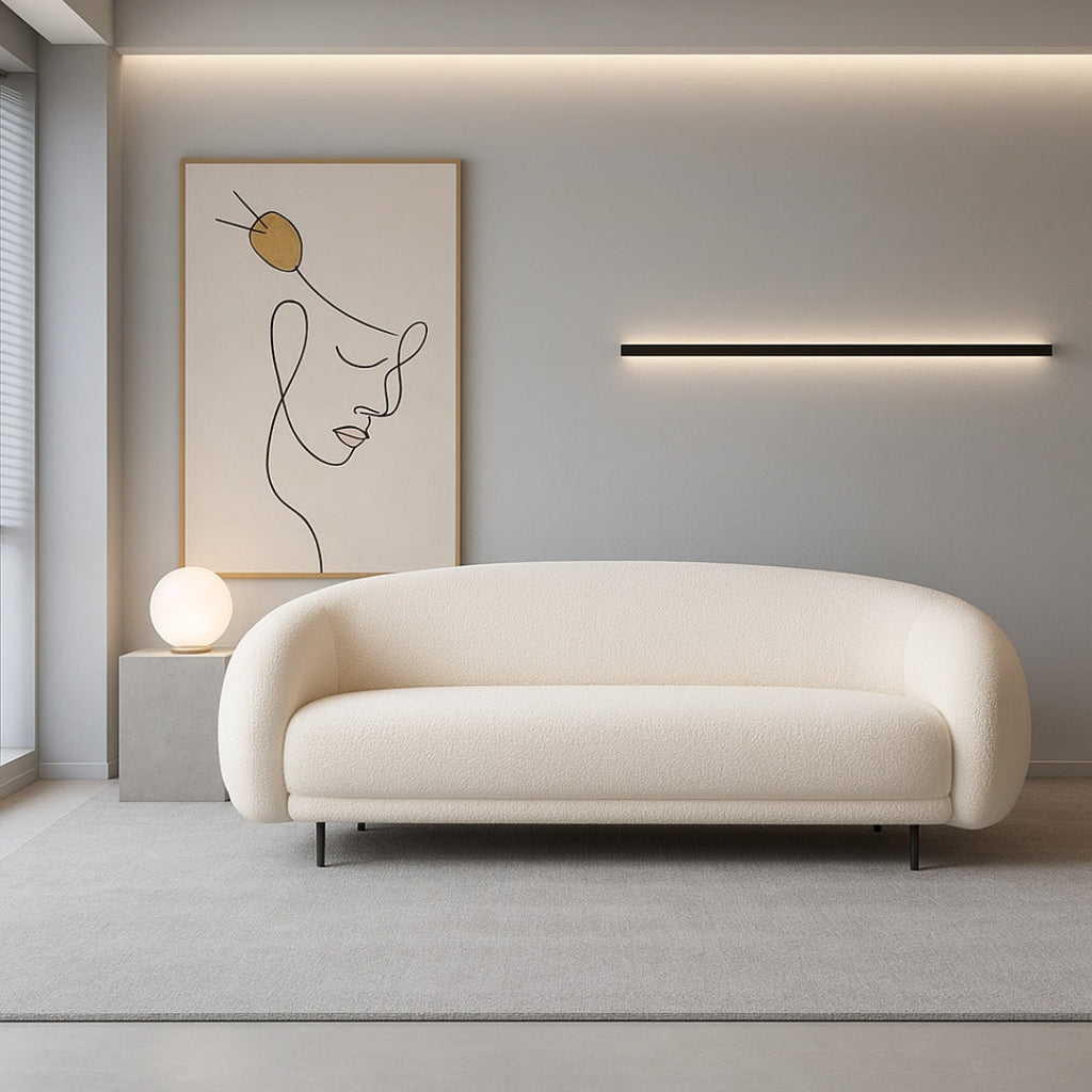 4 Seater Beige Contemporary Curve Lounge Sofa