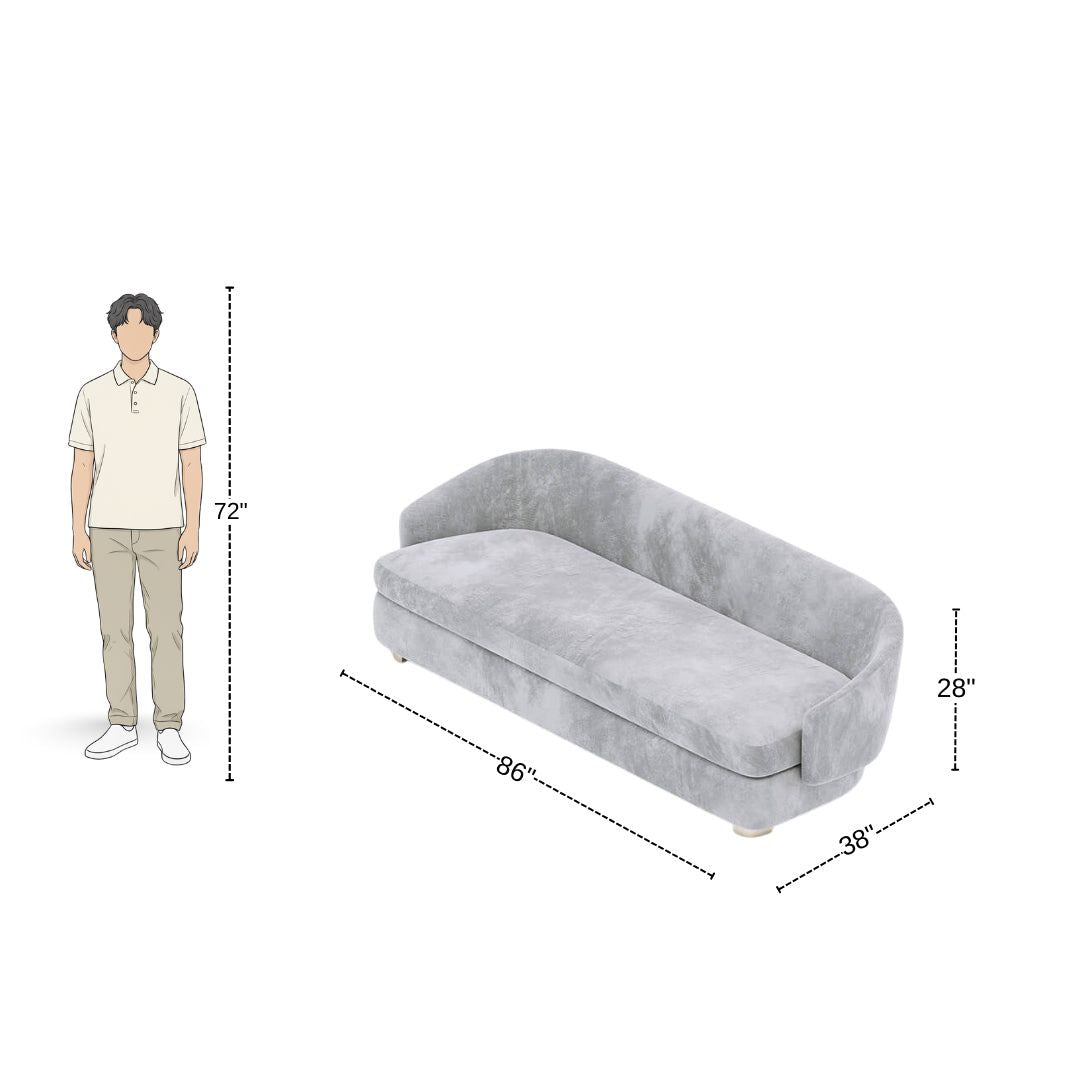 4 Seater Modern Silver Sofa