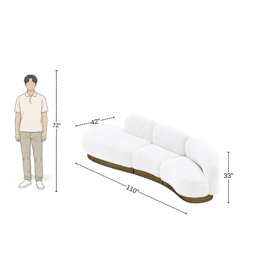 4 Seater Modern Snow White Sofa for Luxury Living Room