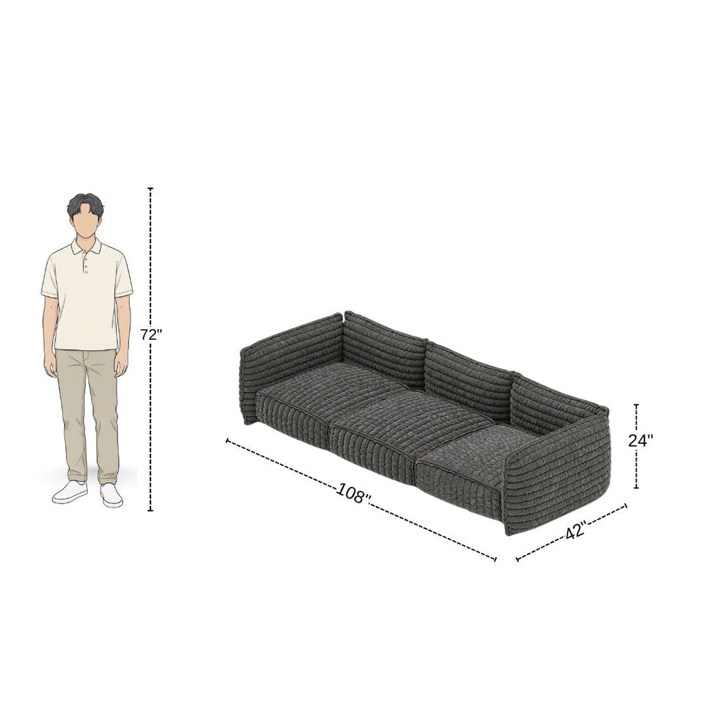 3 Seater Space Grey Sofa With Super-Soft Upholstery