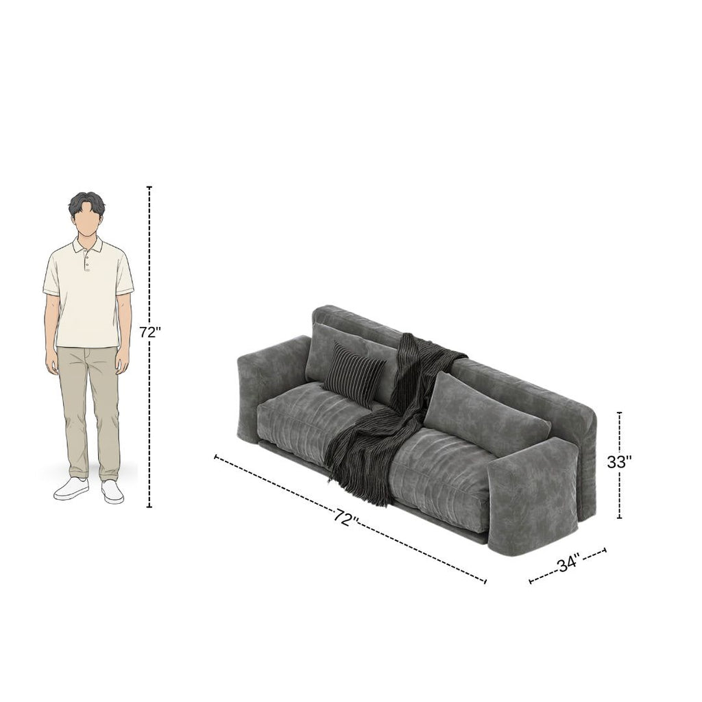 2 Seater Dark Grey Sofa With Super Soft Upholstery