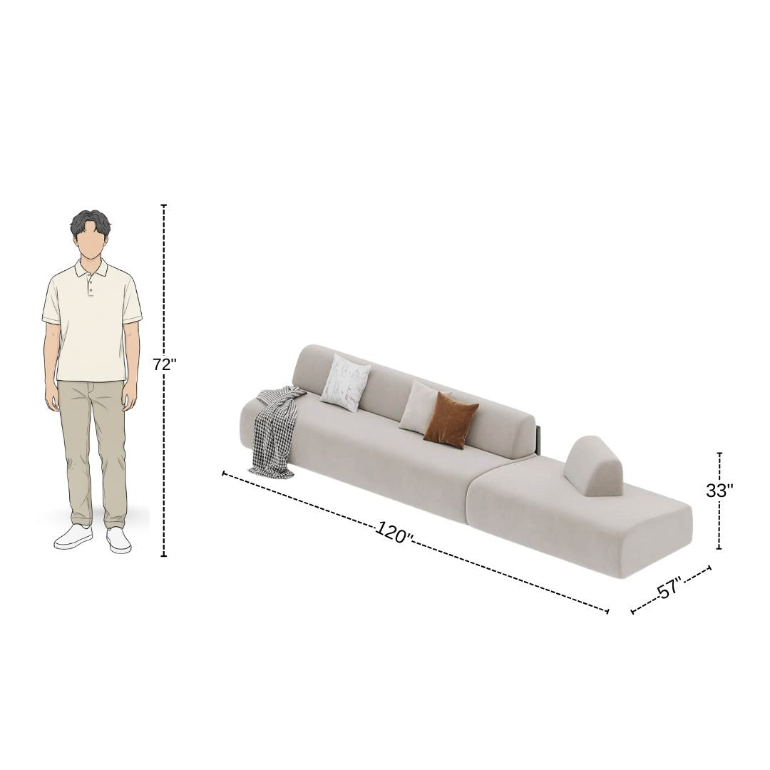 5 Seater Modern Beige Sofa