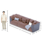 3 Seater Dual Tone Premium Brown Sofa With Leather Touch