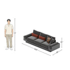 3 Seater Space Grey Sofa With Round Armrests