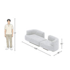 3 Seater Modern White Sofa With Curvy Backrest