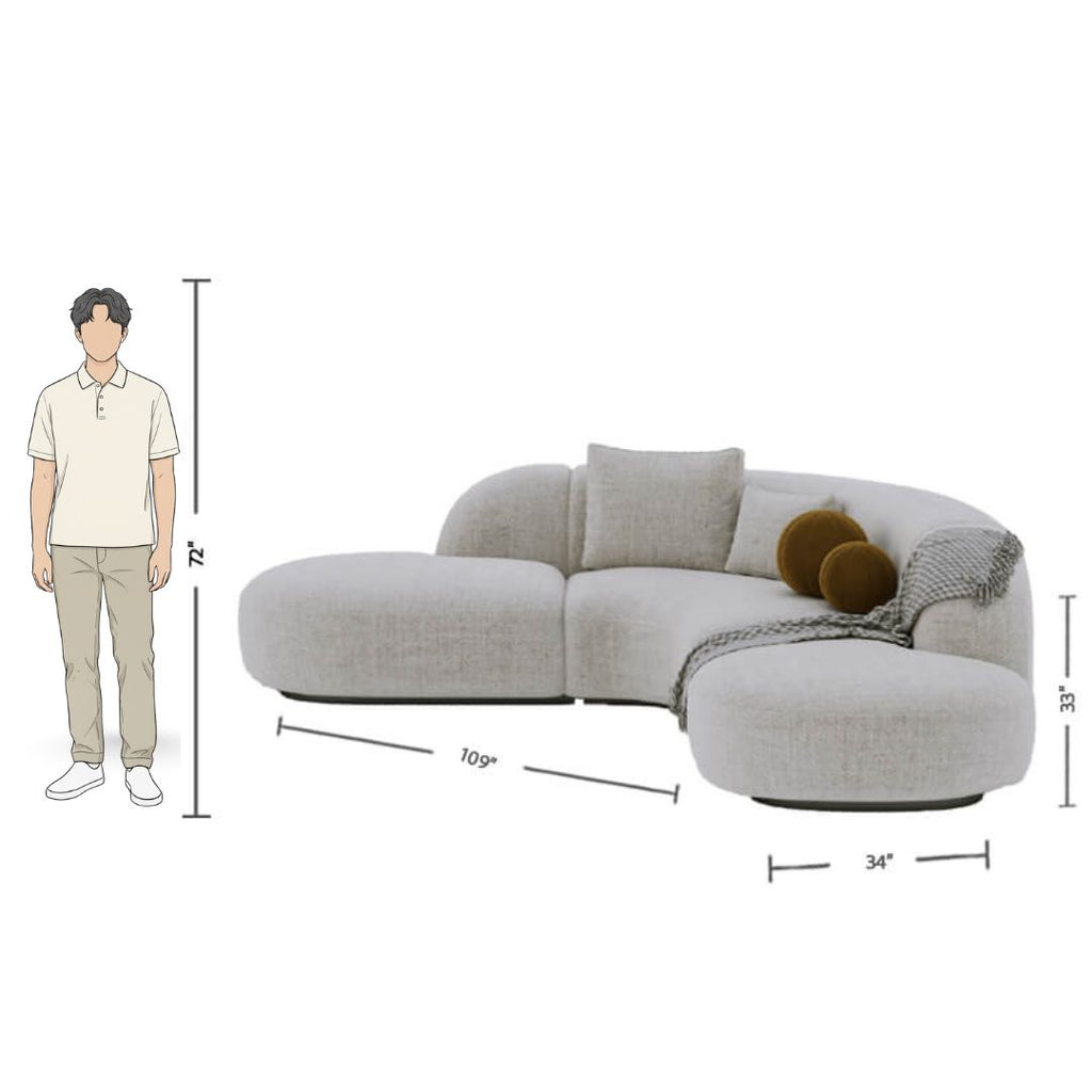 5 Seater Modern Curved Beige Sofa