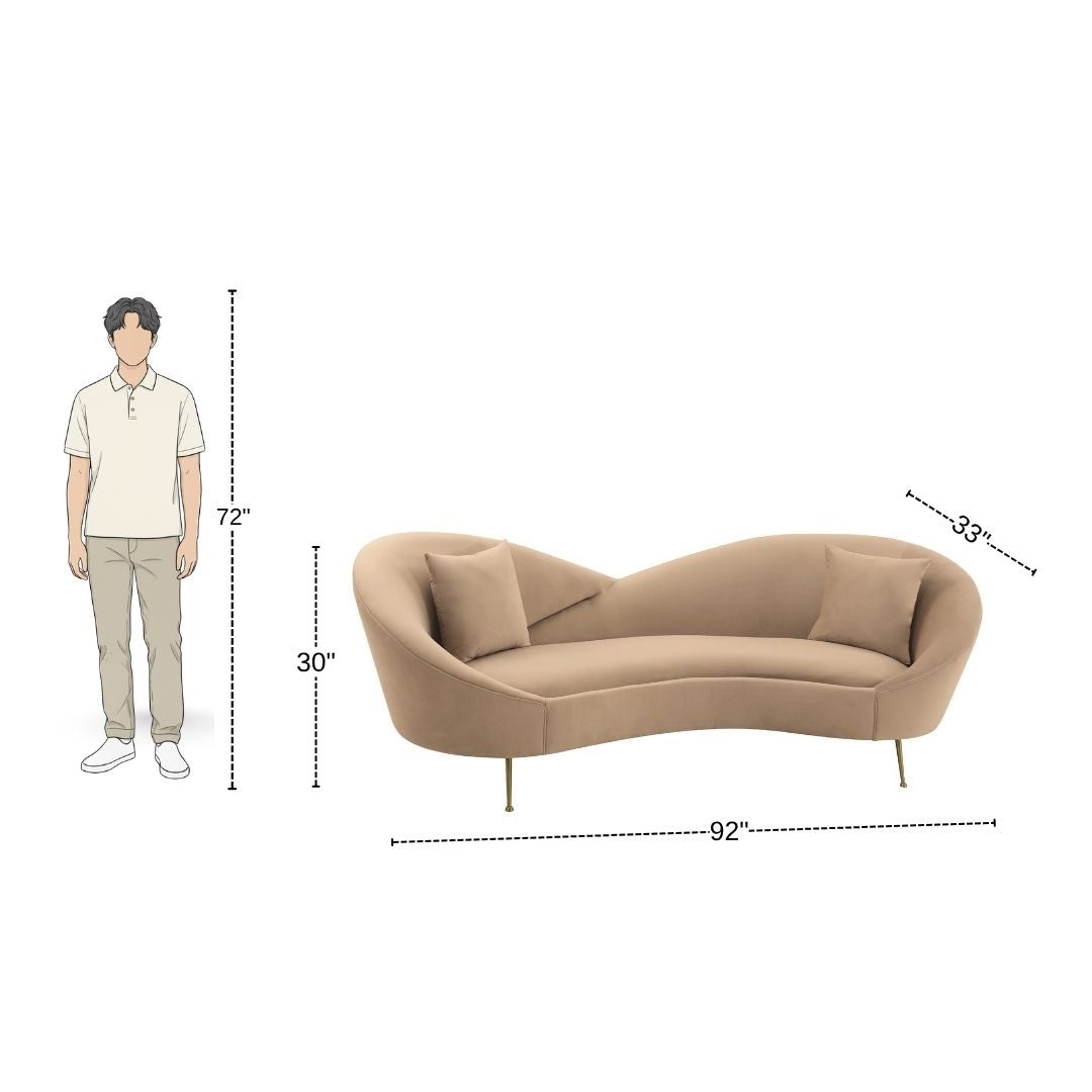 4 Seater Stylish Curved Sofa with Slender Legs