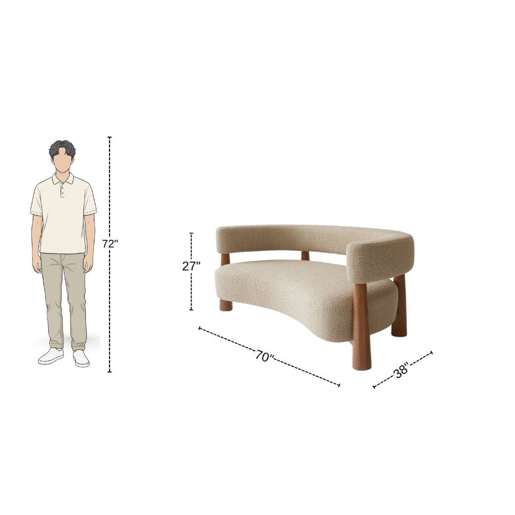 3 Seater HollowBack Mid-Century Curved Sofa