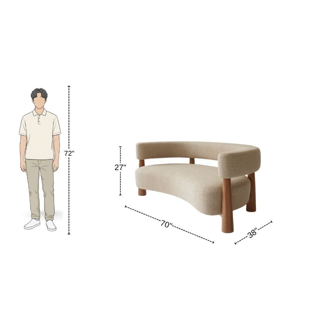 3 Seater HollowBack Mid-Century Curved Sofa