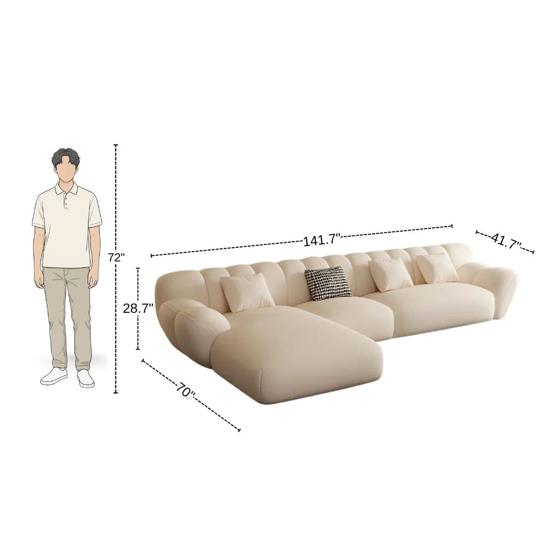 5 Seater LuxeCloud Curve L-Shaped Sofa