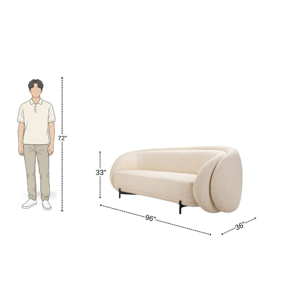 4 Seater Beige Contemporary Curve Lounge Sofa