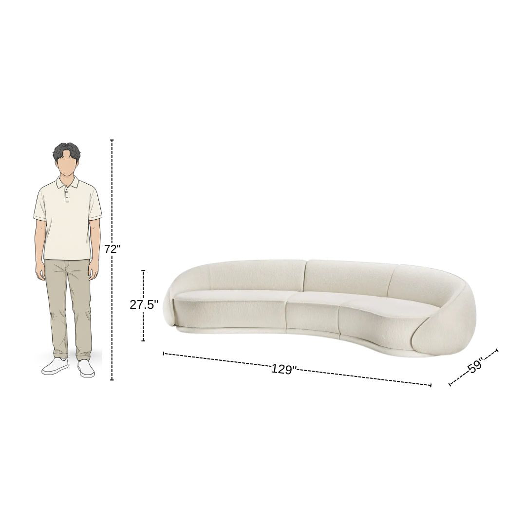 4 Seater Elegant Moonbeam Curved Sofa