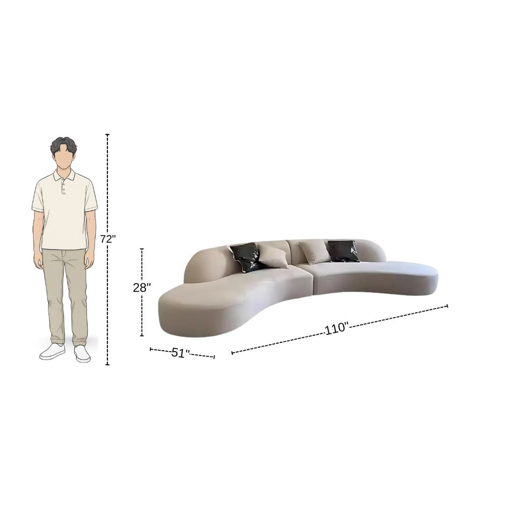 4 Seater Luxe Crescent Curved Sofa