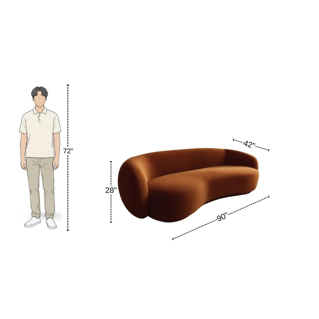 3 Seater Cinnamon Curve Upholstered Sofa