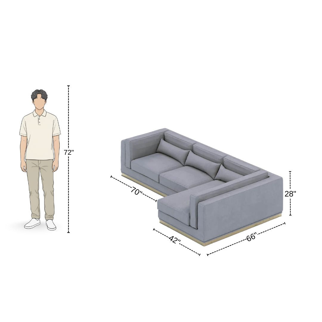 4 Seater L-Shaped Modern Grey Sofa