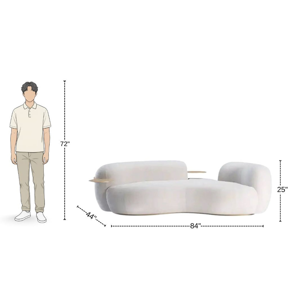 3 Seater Halo Wave Upholstered Curved Sofa