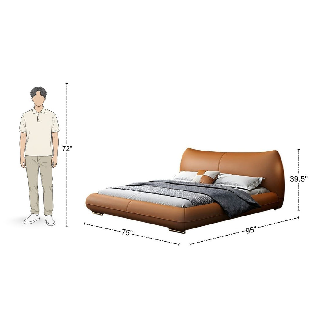 Luxe Tan Modern Leather Bed