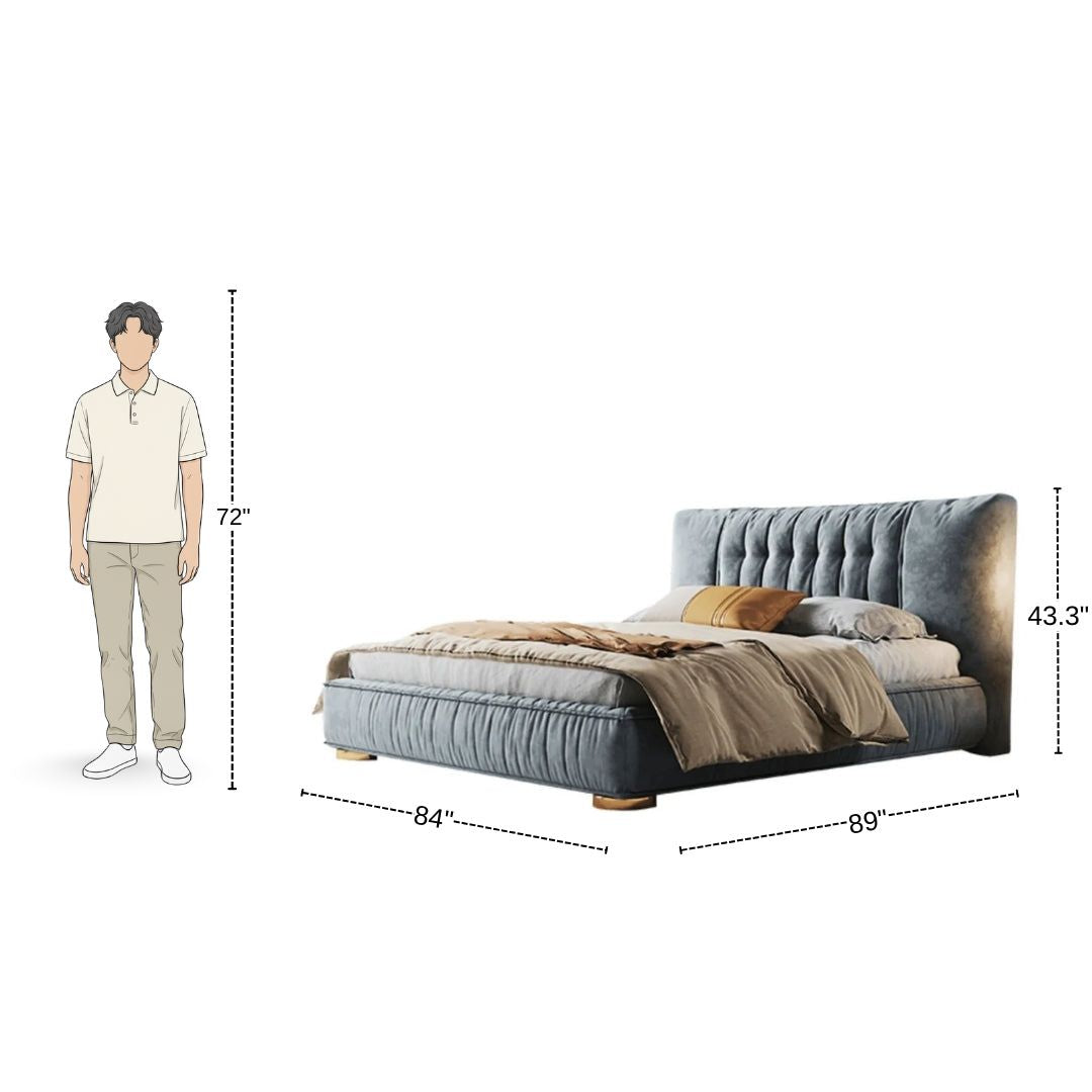Modern Luxe Upholstered Grey Bed