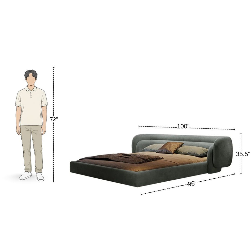 Aurora Curve Upholstered Bed with Curved Headboard