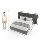 Radiant Morning King-Size Bed With Velvet Upholstery