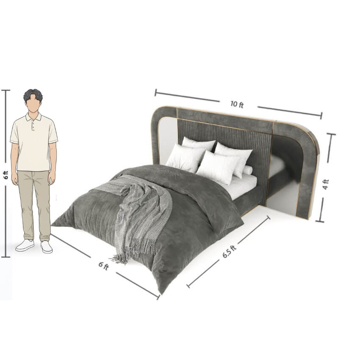 Modern King-Size Double Bed with Solid Headboard