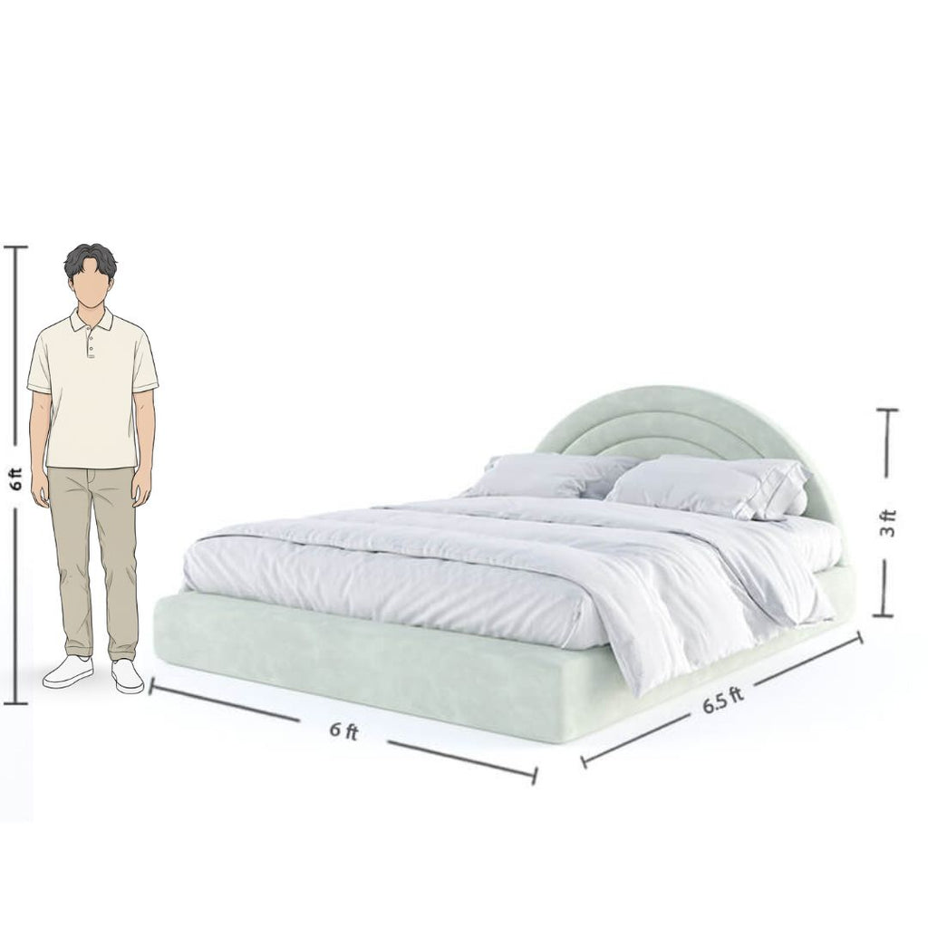Modern Sunrise King-Size Green Bed with Hydraulic Storage
