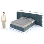 King-Size Navy Bed with Velvet Cushioned Upholstery