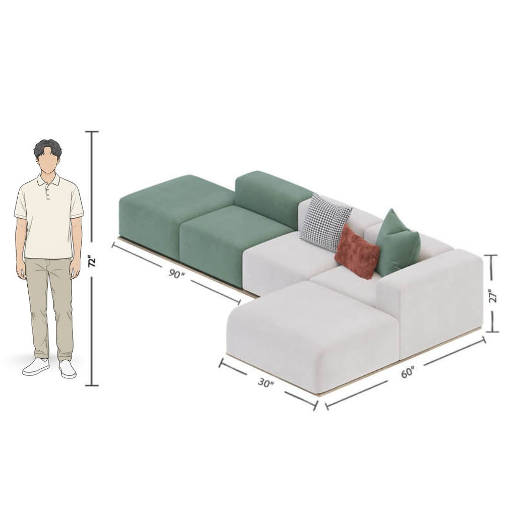 5 Seater L-Shaped Sofa in Dual Tone