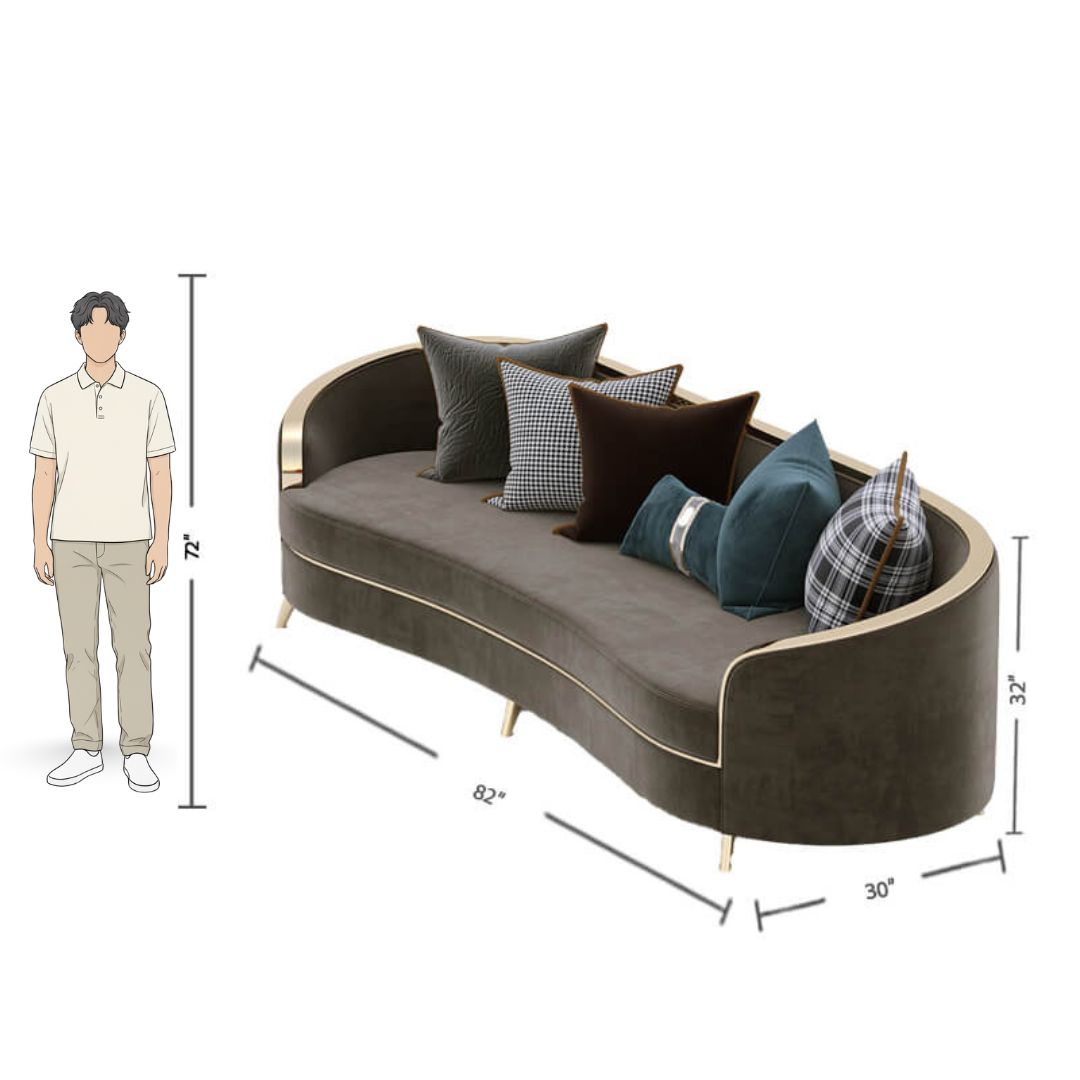 3 Seater Chocolate Tan Curved Sofa