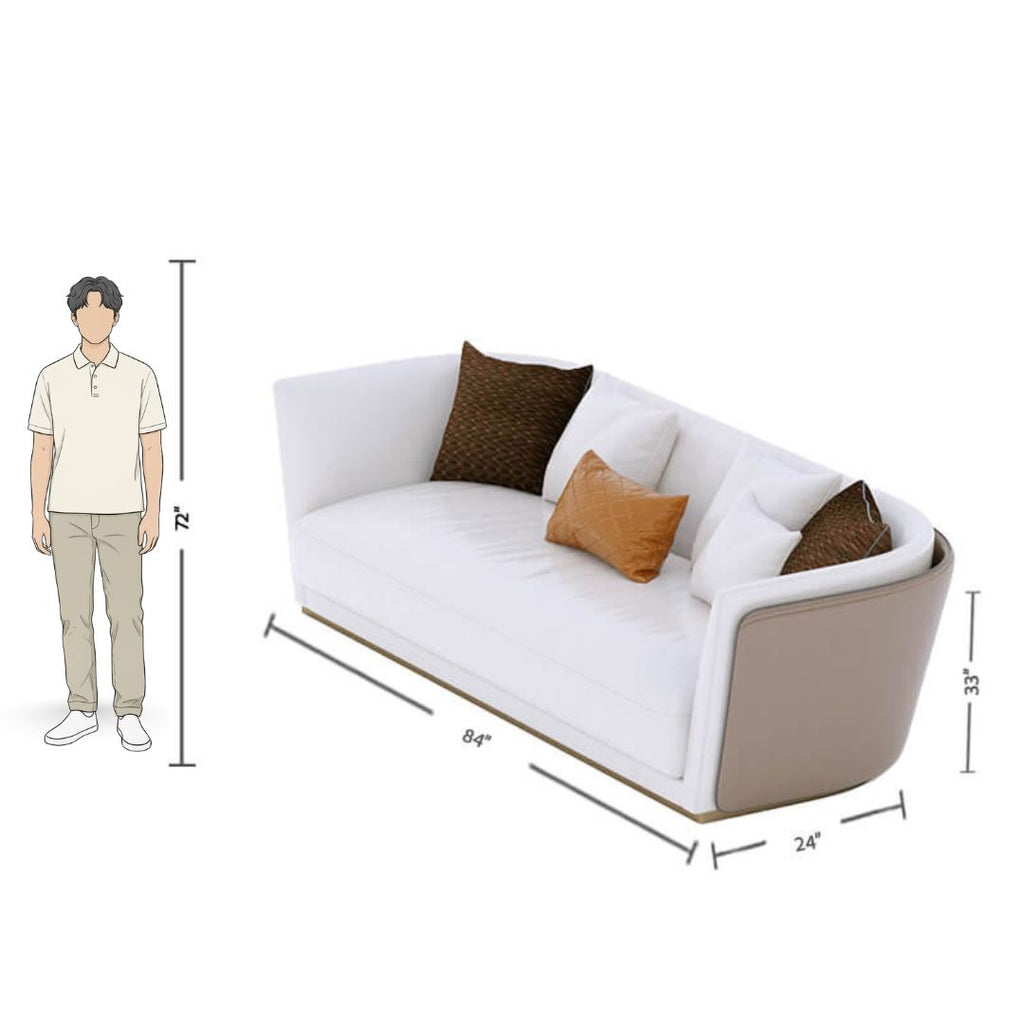 4 Seater Modern Italian Leather White Spill-Proof Sofa