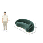 3 Seater Olive Green Modern Curved Sofa